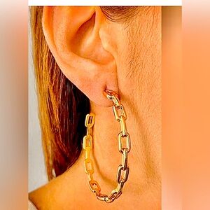 Adornia Chain Link Hoop Earrings Gold-plated NEW with Tags